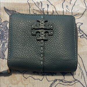 Tory Burch Arctic teal Pebbled Leather Wallet